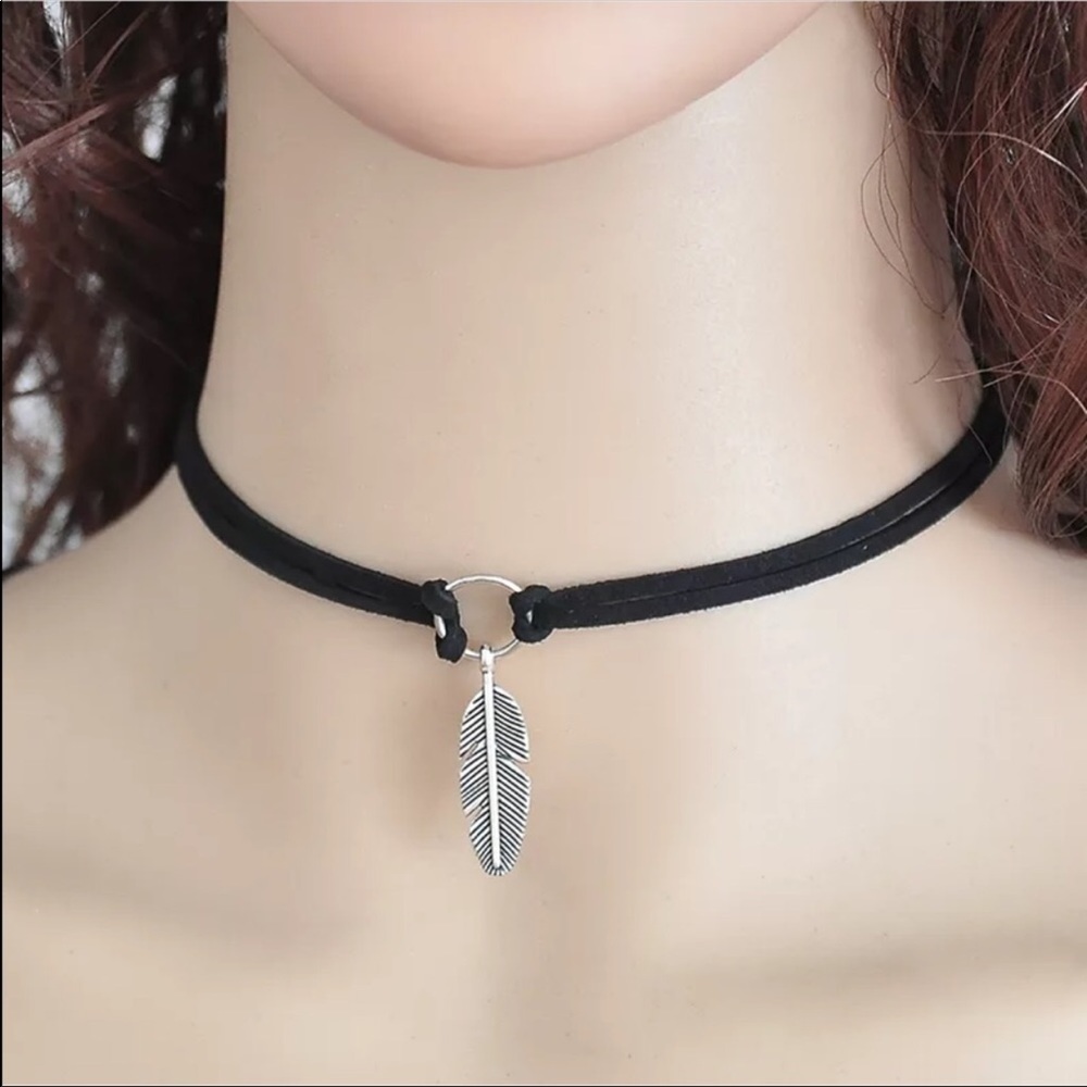 Leather and Feather Choker